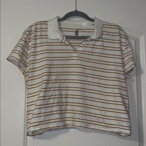 Deep Yellow and White striped crop top